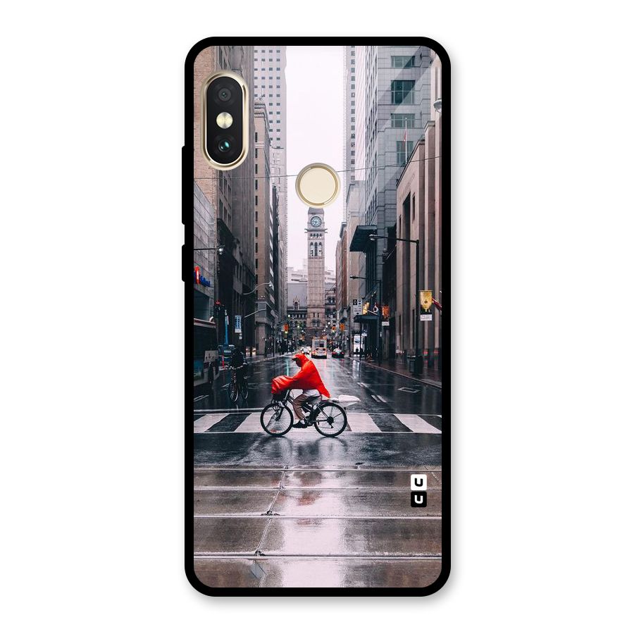 Red Bicycle Street Glass Back Case for Redmi Note 5 Pro