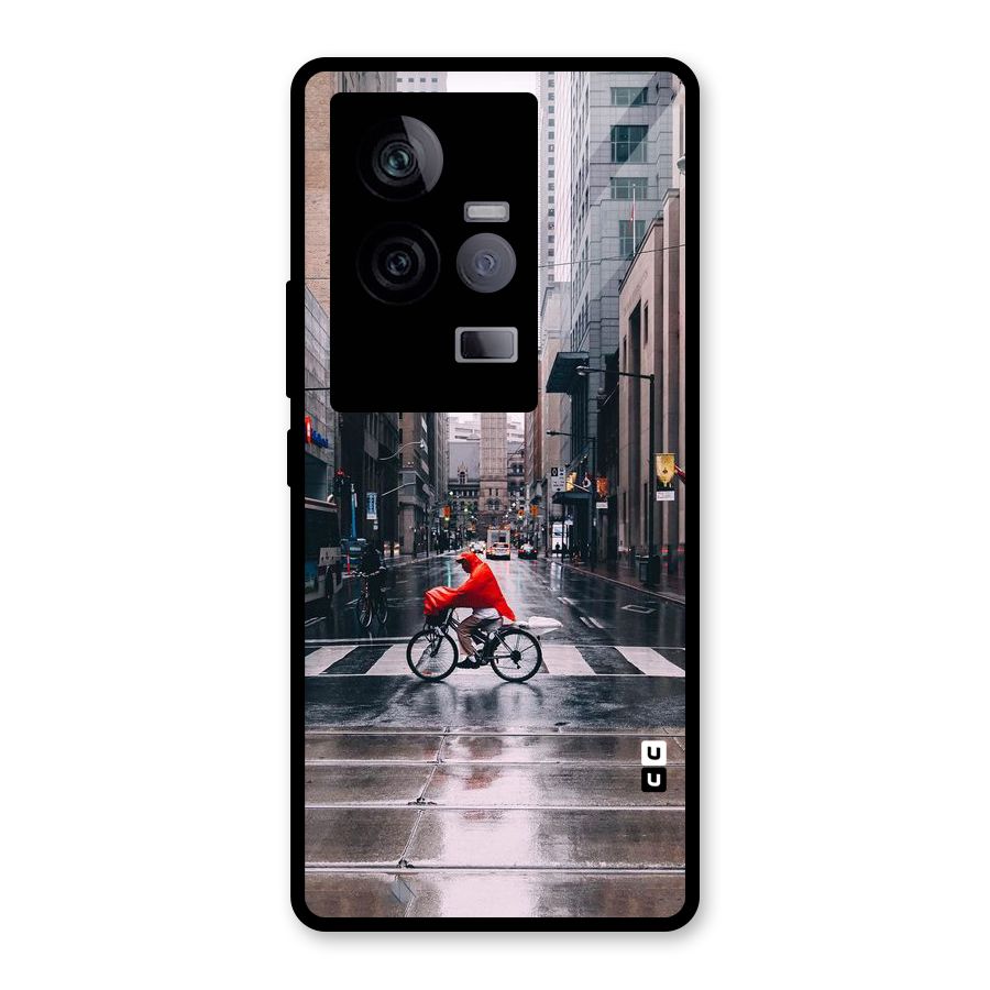 Red Bicycle Street Glass Back Case for Vivo iQOO 11 5G