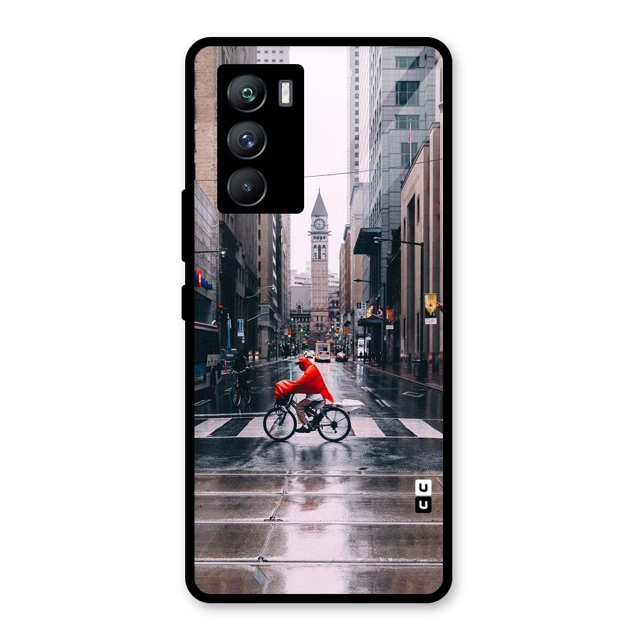 Red Bicycle Street Glass Back Case for Vivo iQOO 9 SE