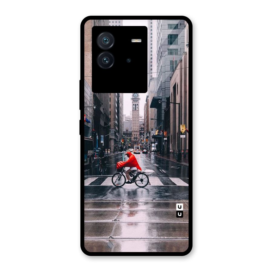Red Bicycle Street Glass Back Case for Vivo iQOO Neo 6 5G
