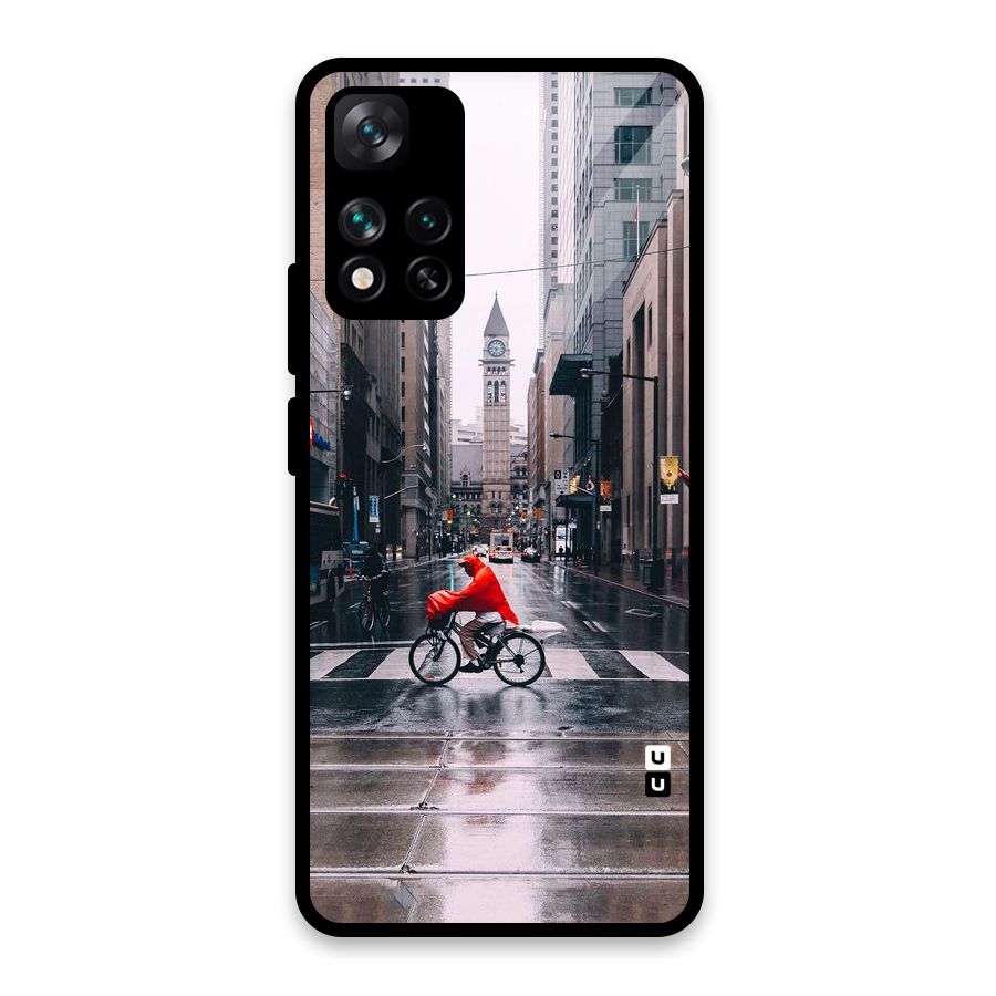 Red Bicycle Street Glass Back Case for Xiaomi 11i HyperCharge 5G