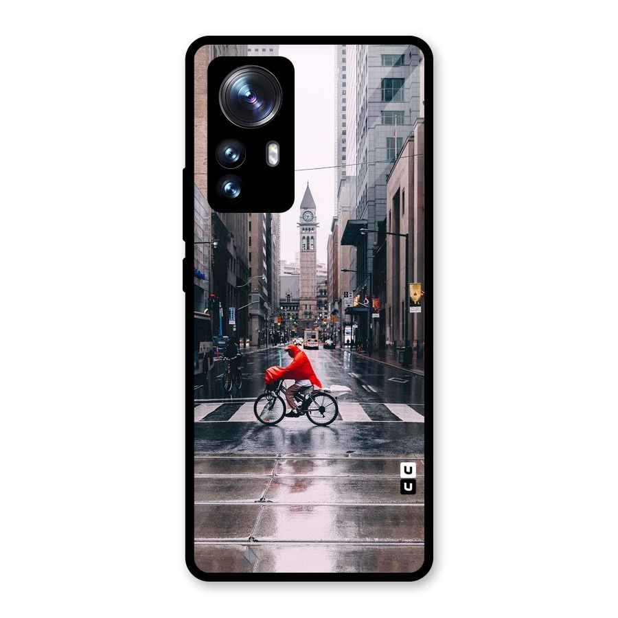Red Bicycle Street Glass Back Case for Xiaomi 12 Pro