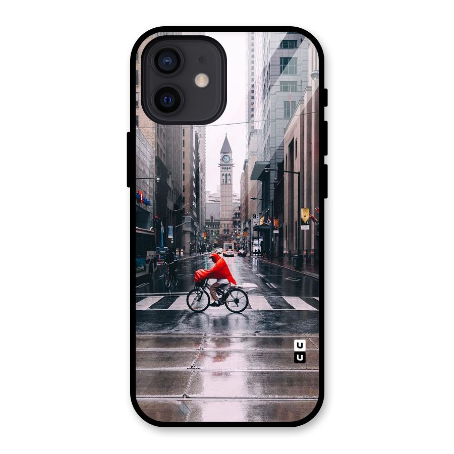 Red Bicycle Street Glass Back Case for iPhone 12