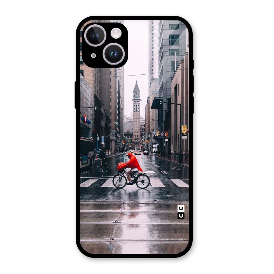 Red Bicycle Street Glass Back Case for iPhone 14 Plus