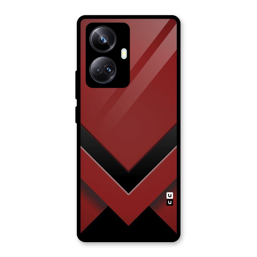 Red Black Fold Glass Back Case for Realme 10 Pro Plus