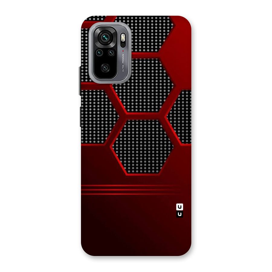 Red Black Hexagons Back Case for Redmi Note 10
