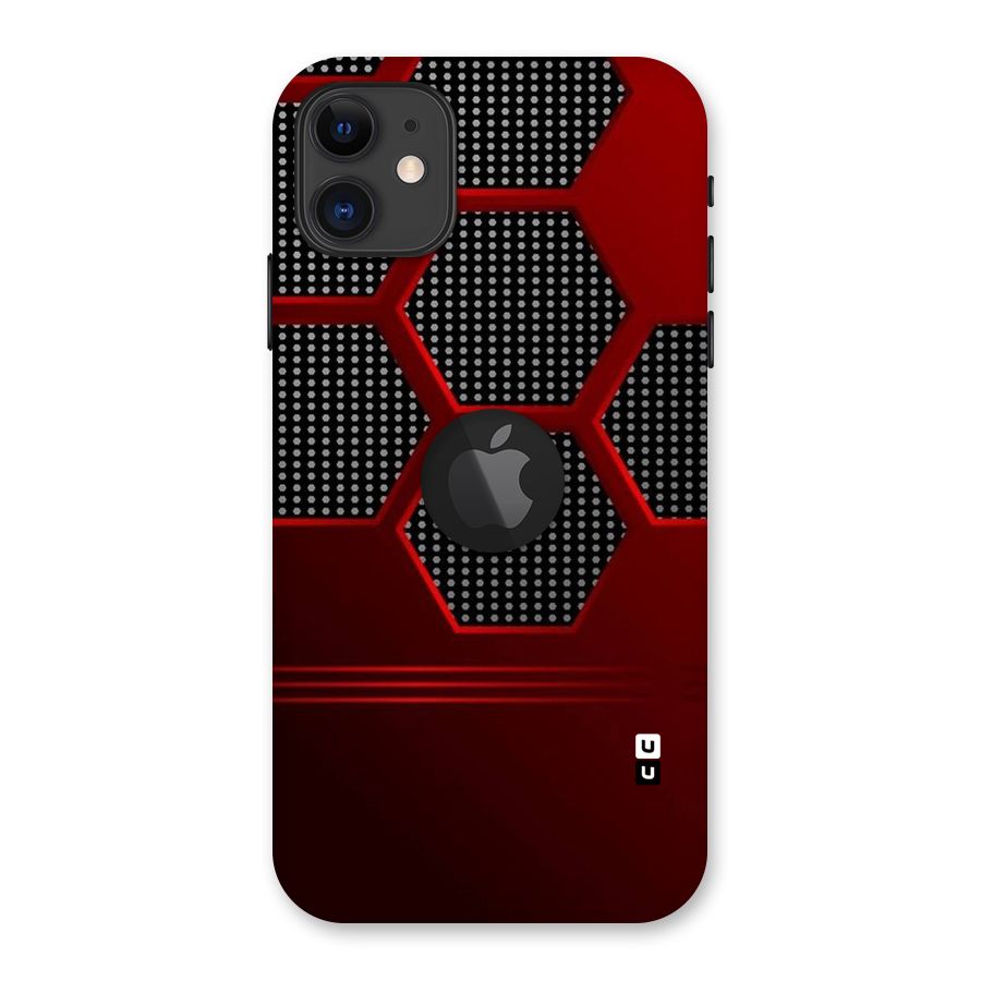 Red Black Hexagons Back Case for iPhone 11 Logo Cut