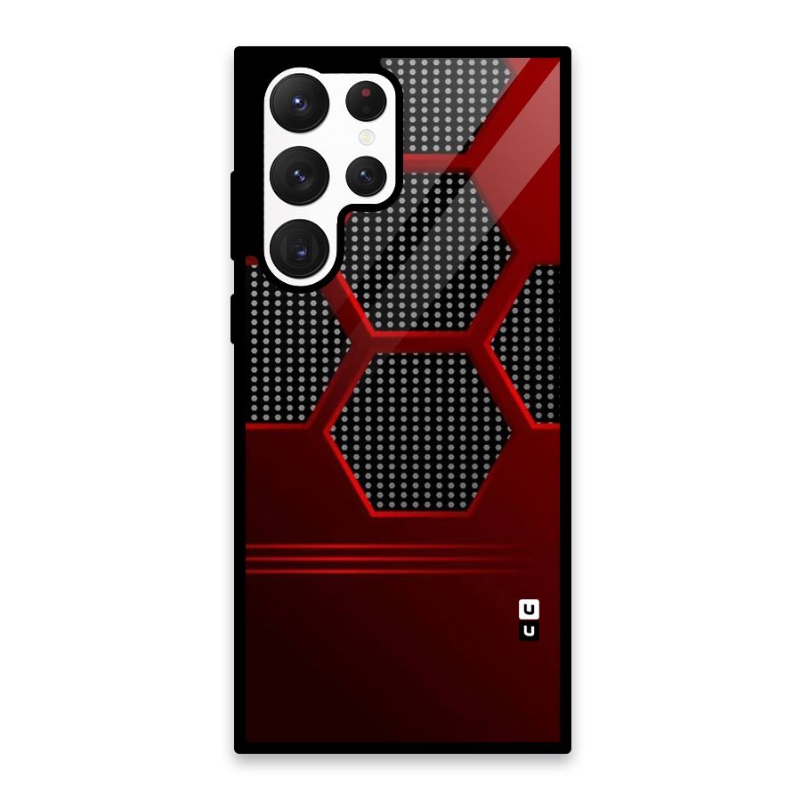 Red Black Hexagons Glass Back Case for Galaxy S22 Ultra 5G
