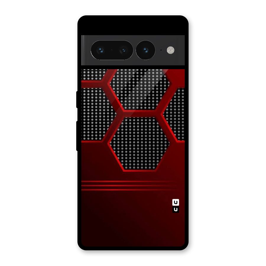 Red Black Hexagons Glass Back Case for Google Pixel 7 Pro