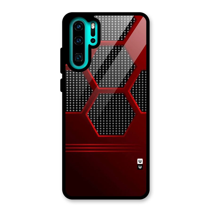Red Black Hexagons Glass Back Case for Huawei P30 Pro