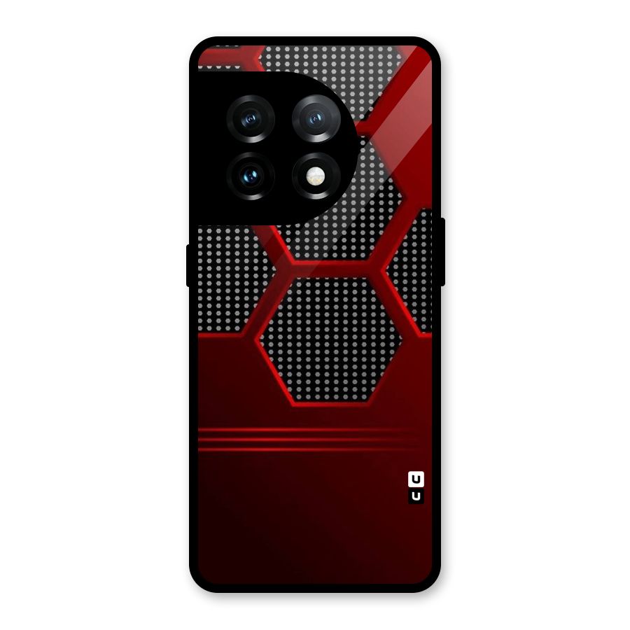 Red Black Hexagons Glass Back Case for OnePlus 11