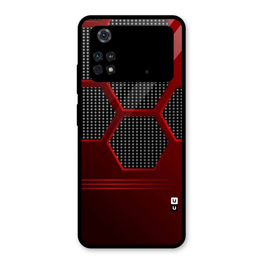 Red Black Hexagons Glass Back Case for Poco M4 Pro 4G