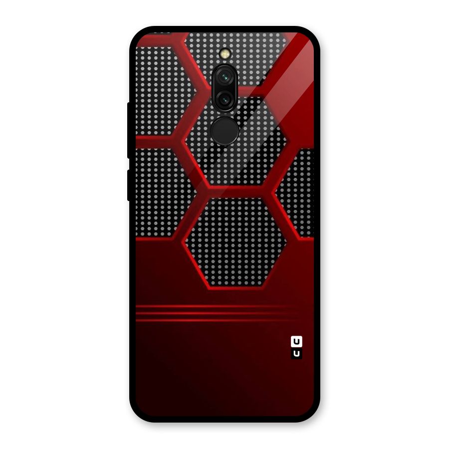 Red Black Hexagons Glass Back Case for Redmi 8