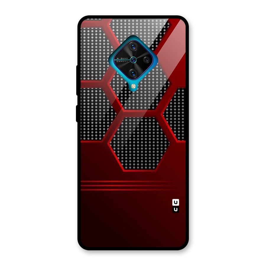 Red Black Hexagons Glass Back Case for Vivo S1 Pro