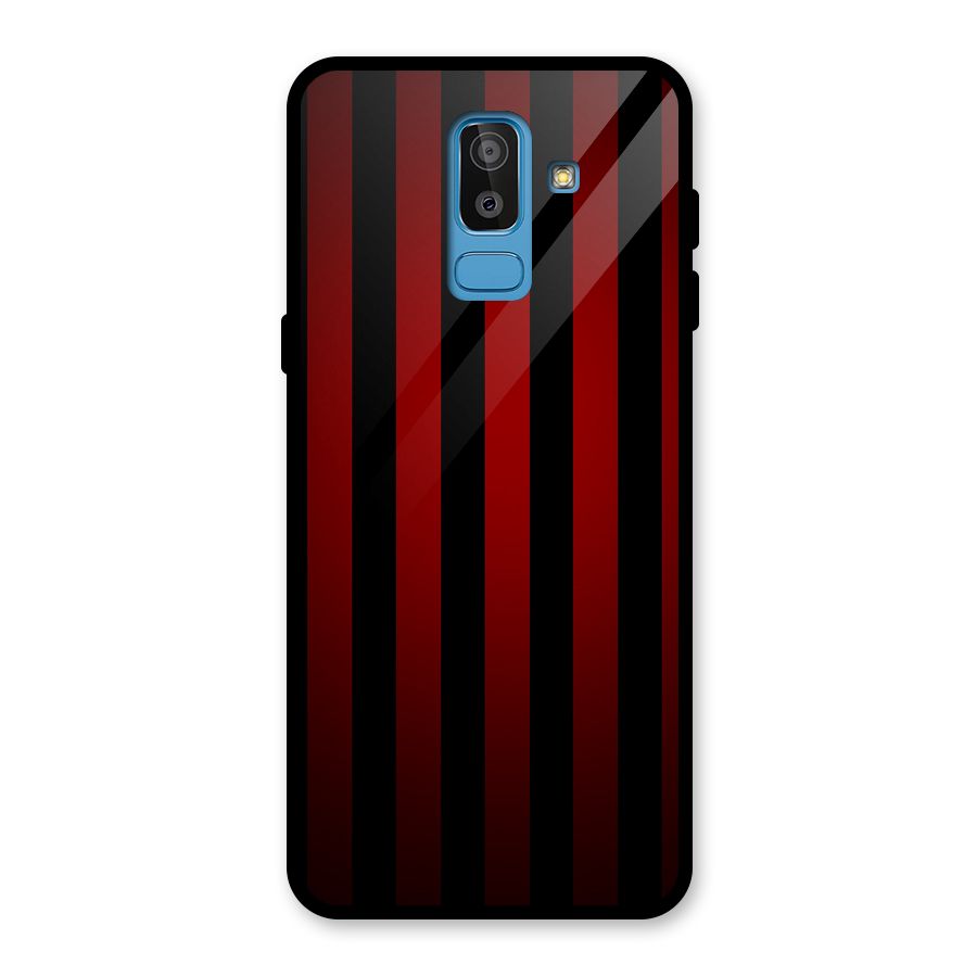 Red Black Stripes Glass Back Case for Galaxy J8
