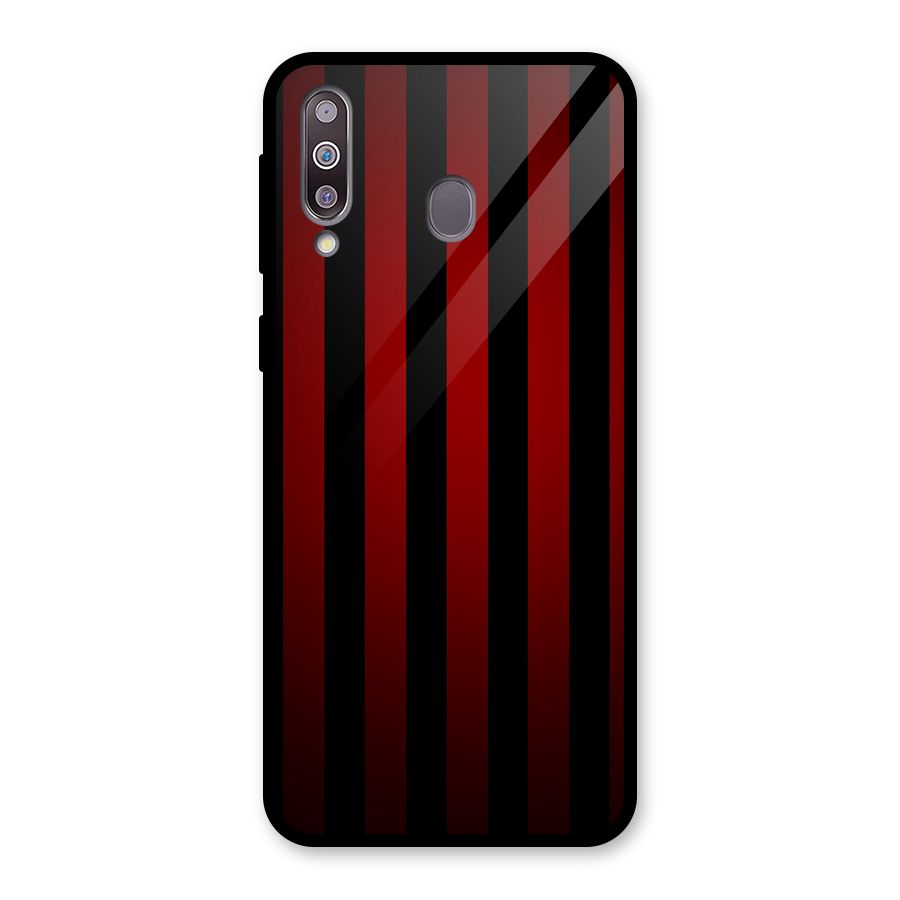 Red Black Stripes Glass Back Case for Galaxy M30