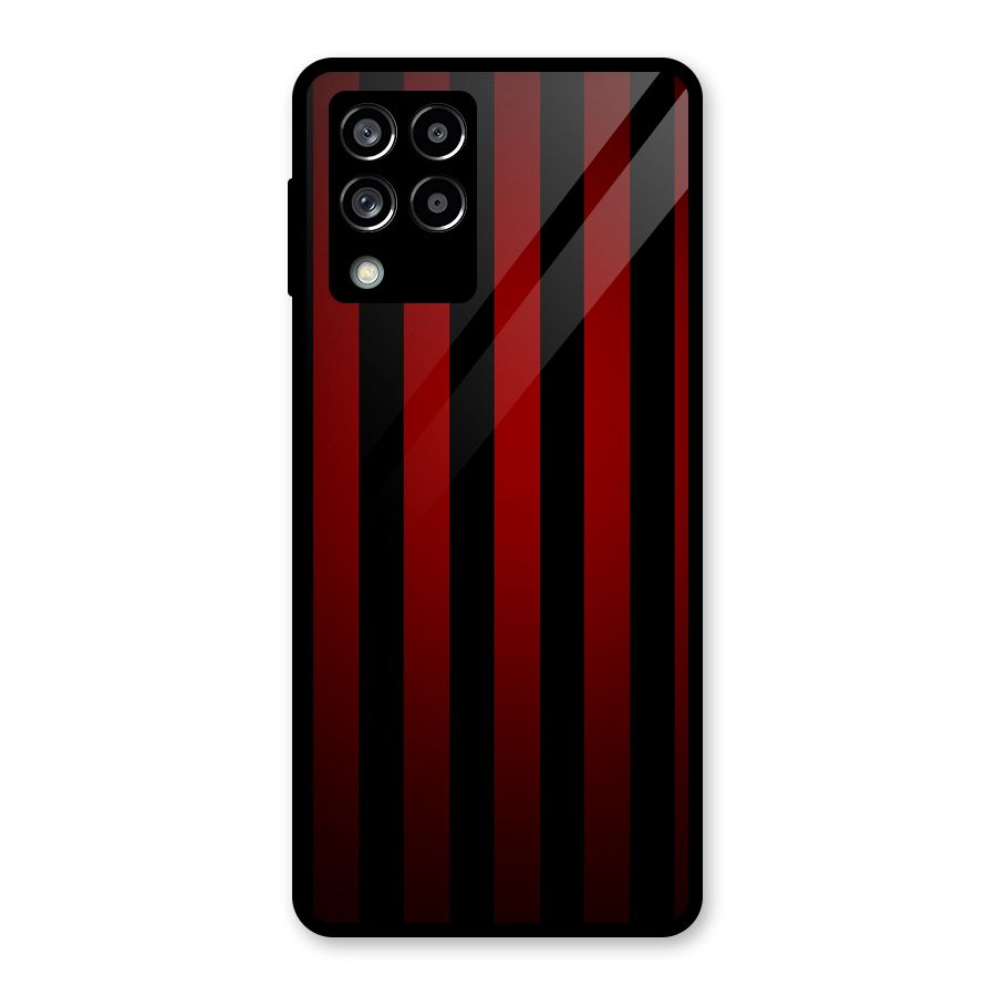 Red Black Stripes Glass Back Case for Galaxy M53 5G