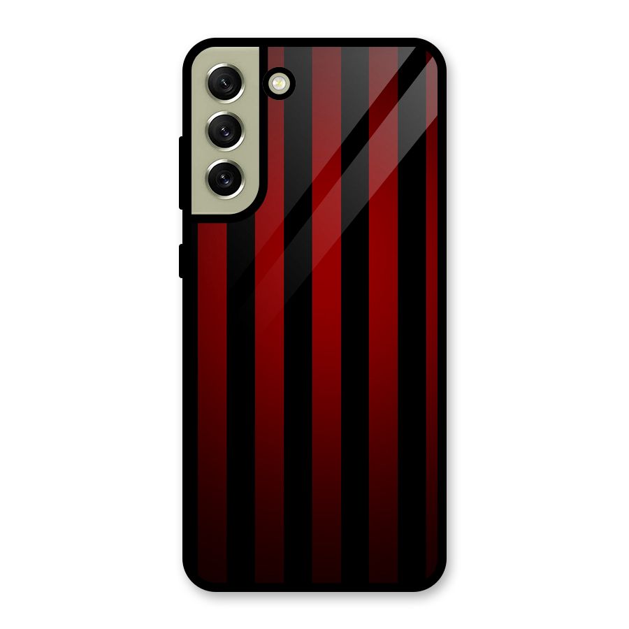 Red Black Stripes Glass Back Case for Galaxy S21 FE 5G