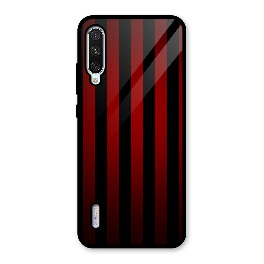 Red Black Stripes Glass Back Case for Mi A3