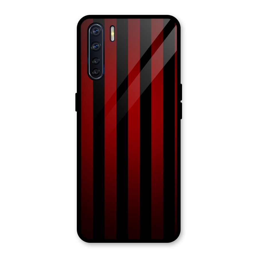 Red Black Stripes Glass Back Case for Oppo F15