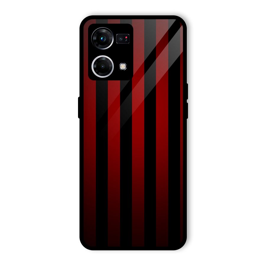 Red Black Stripes Glass Back Case for Oppo F21 Pro 4G