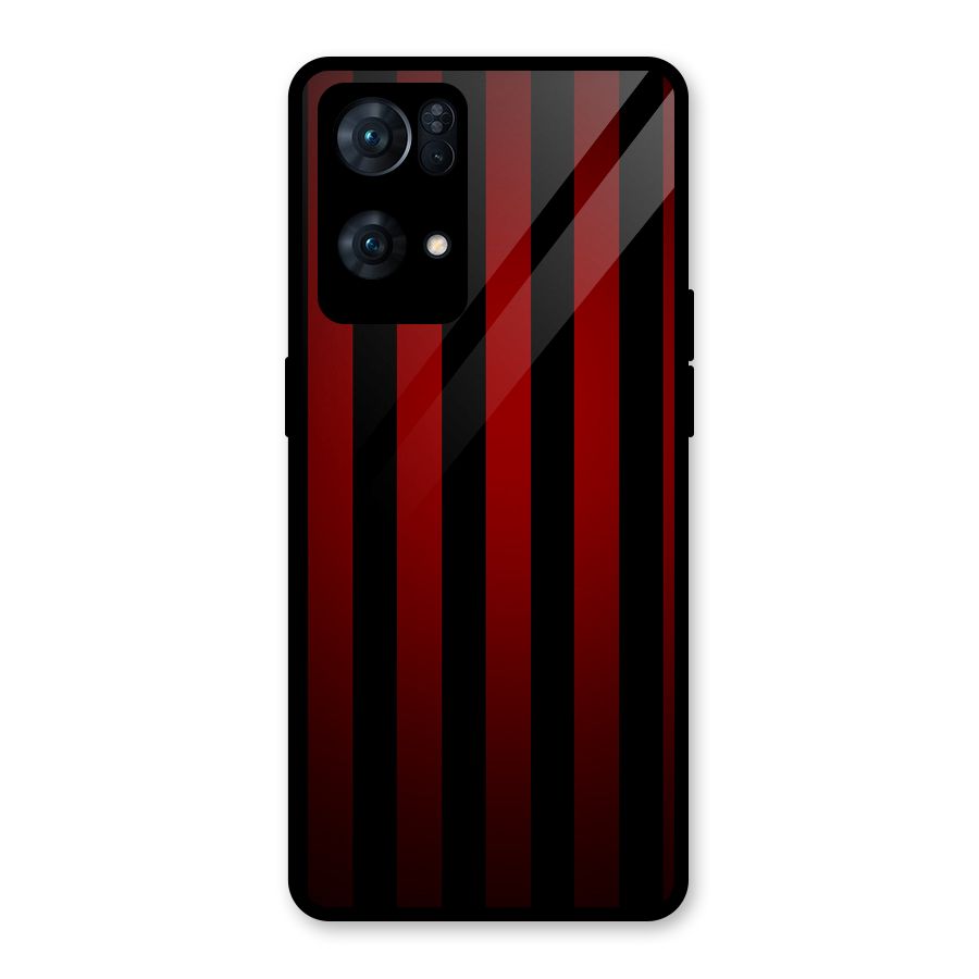 Red Black Stripes Glass Back Case for Oppo Reno7 Pro 5G