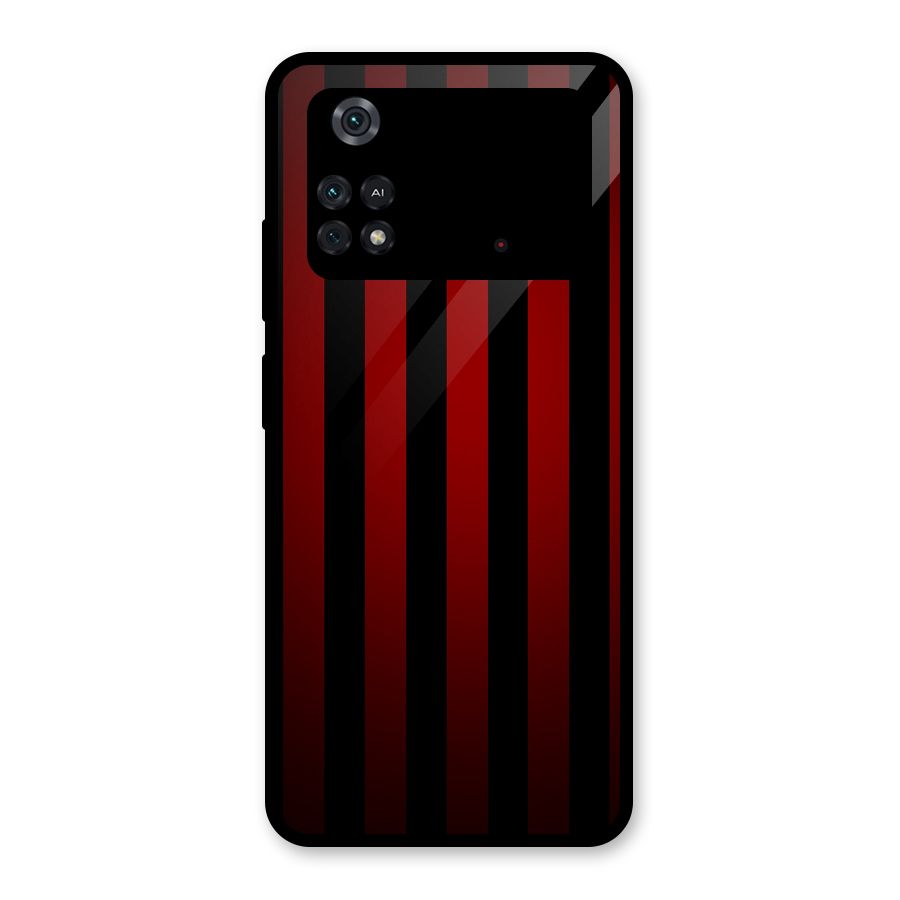 Red Black Stripes Glass Back Case for Poco M4 Pro 4G