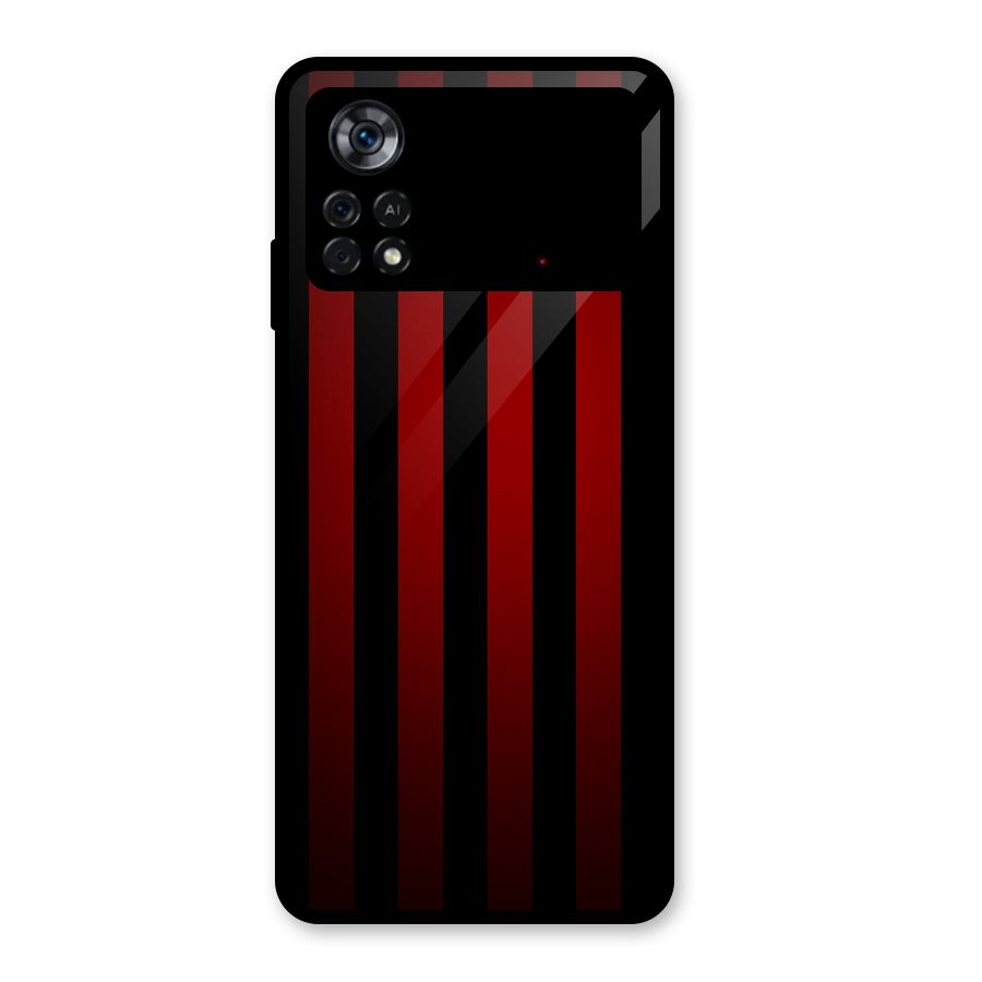 Red Black Stripes Glass Back Case for Poco X4 Pro 5G