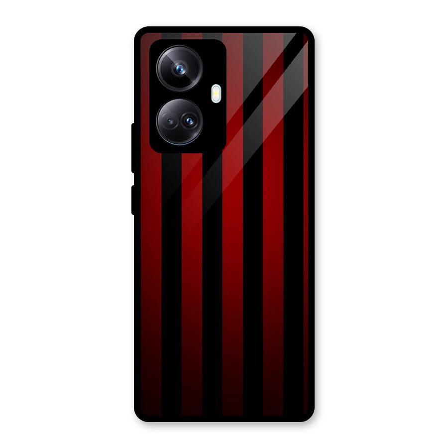 Red Black Stripes Glass Back Case for Realme 10 Pro Plus