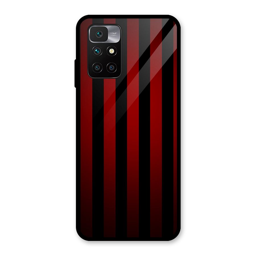 Red Black Stripes Glass Back Case for Redmi 10 Prime