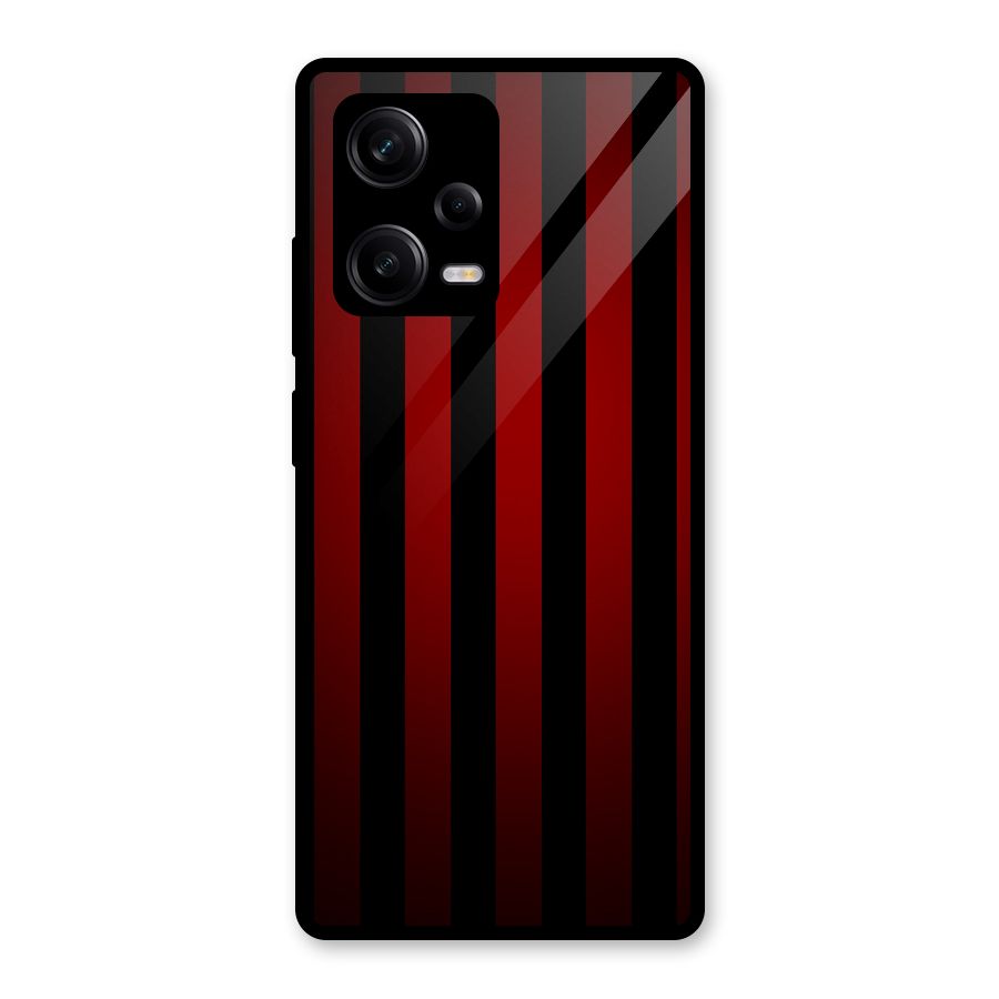 Red Black Stripes Glass Back Case for Redmi Note 12 Pro