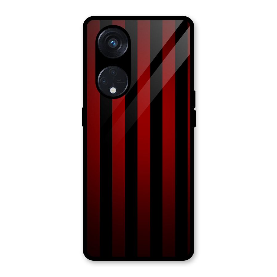 Red Black Stripes Glass Back Case for Reno8 T 5G
