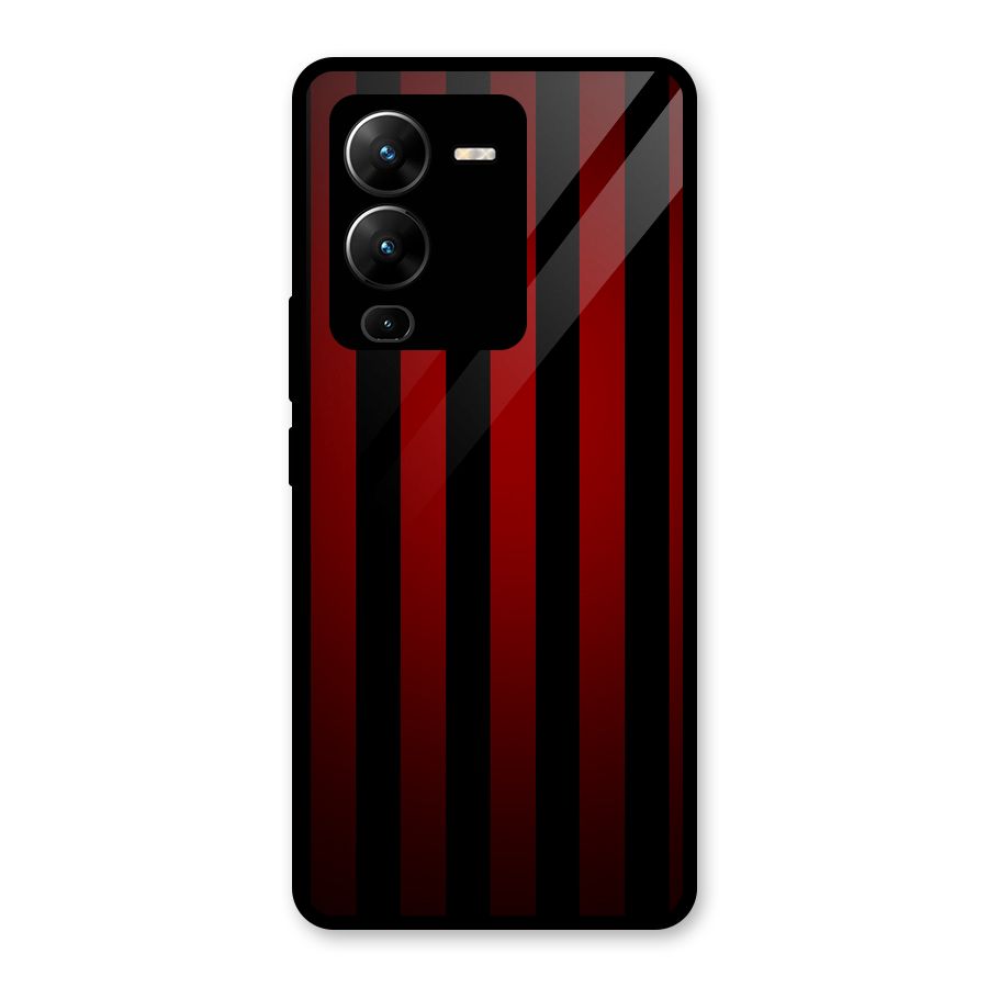 Red Black Stripes Glass Back Case for Vivo V25 Pro