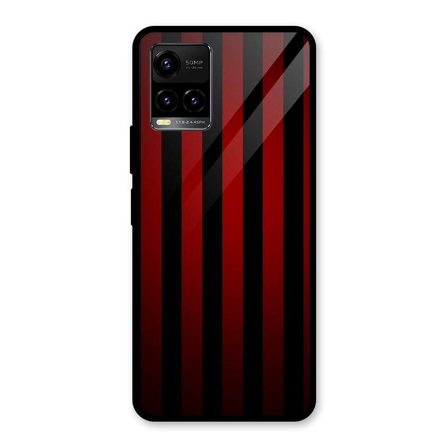 Red Black Stripes Glass Back Case for Vivo Y21A