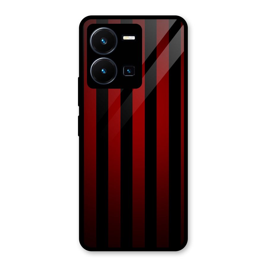 Red Black Stripes Glass Back Case for Vivo Y35