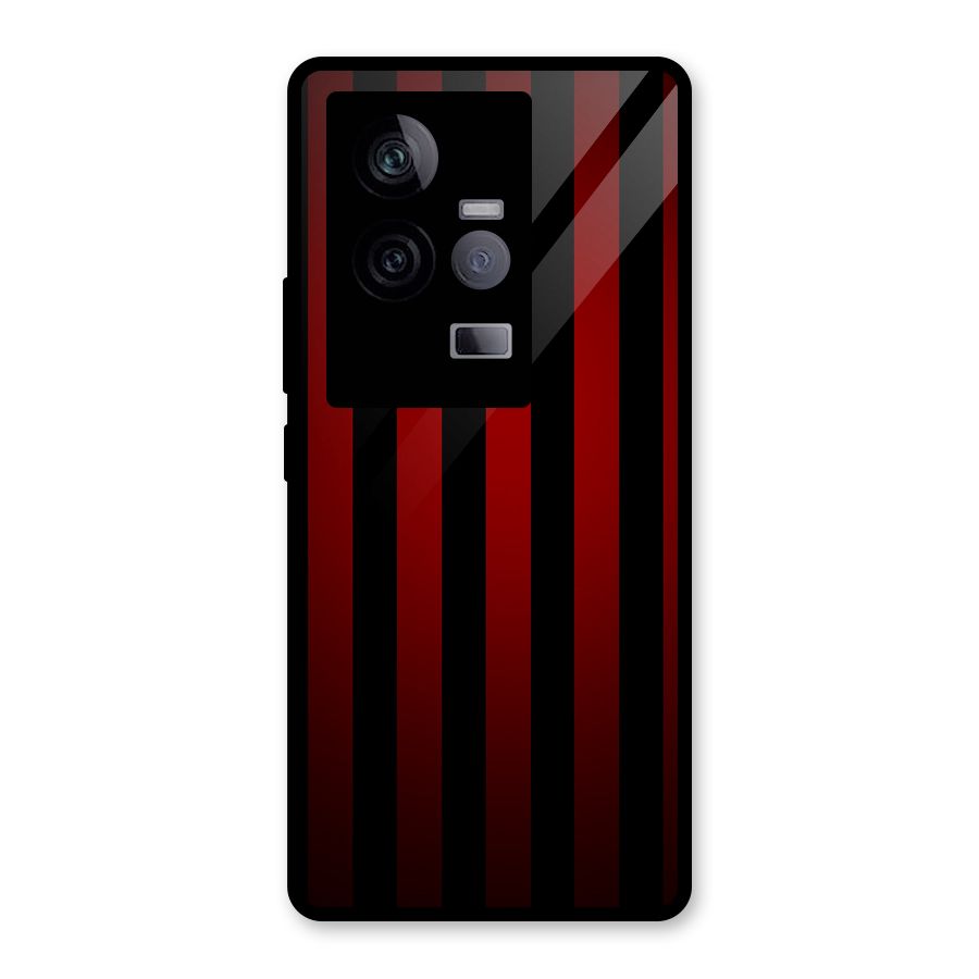 Red Black Stripes Glass Back Case for Vivo iQOO 11 5G