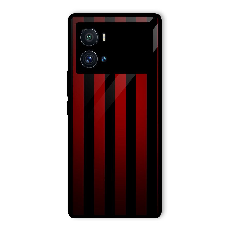 Red Black Stripes Glass Back Case for Vivo iQOO 9 Pro