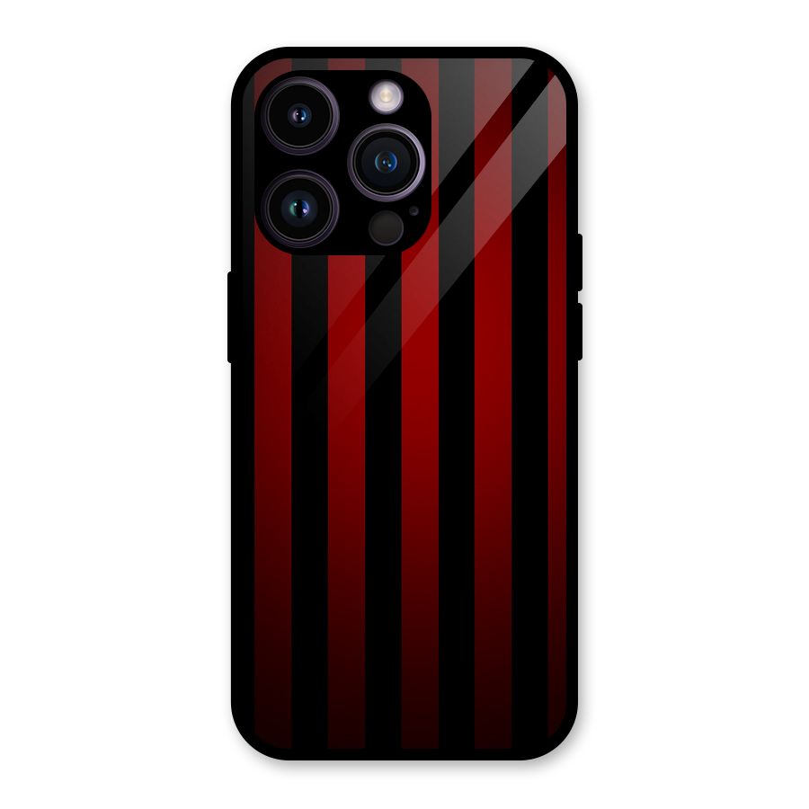 Red Black Stripes Glass Back Case for iPhone 14 Pro