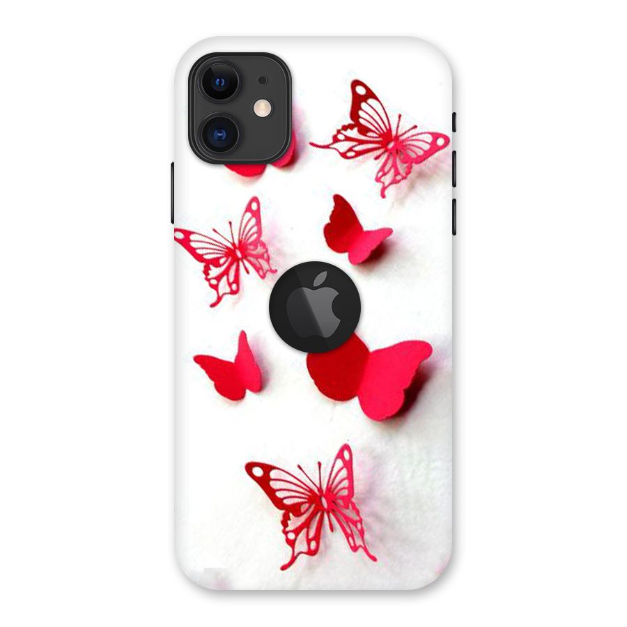 Red Butterflies Back Case for iPhone 11 Logo Cut
