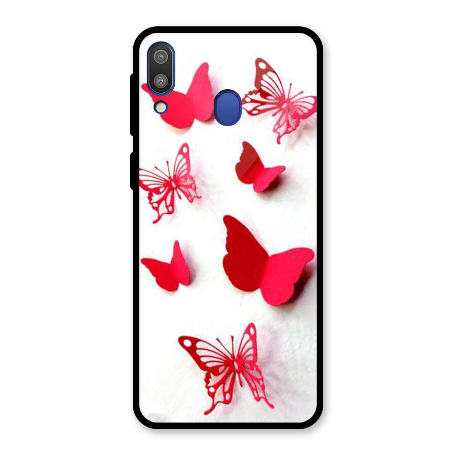Red Butterflies Glass Back Case for Galaxy M20