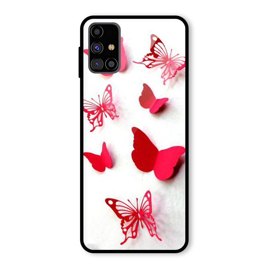 Red Butterflies Glass Back Case for Galaxy M31s