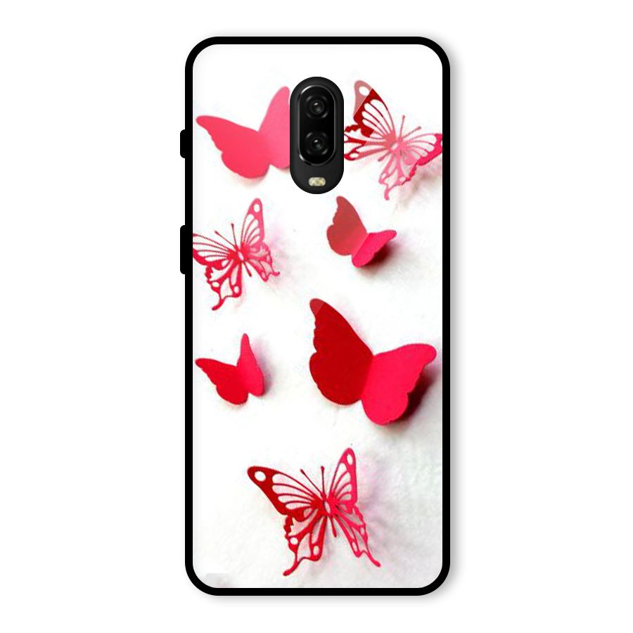 Red Butterflies Glass Back Case for OnePlus 6T