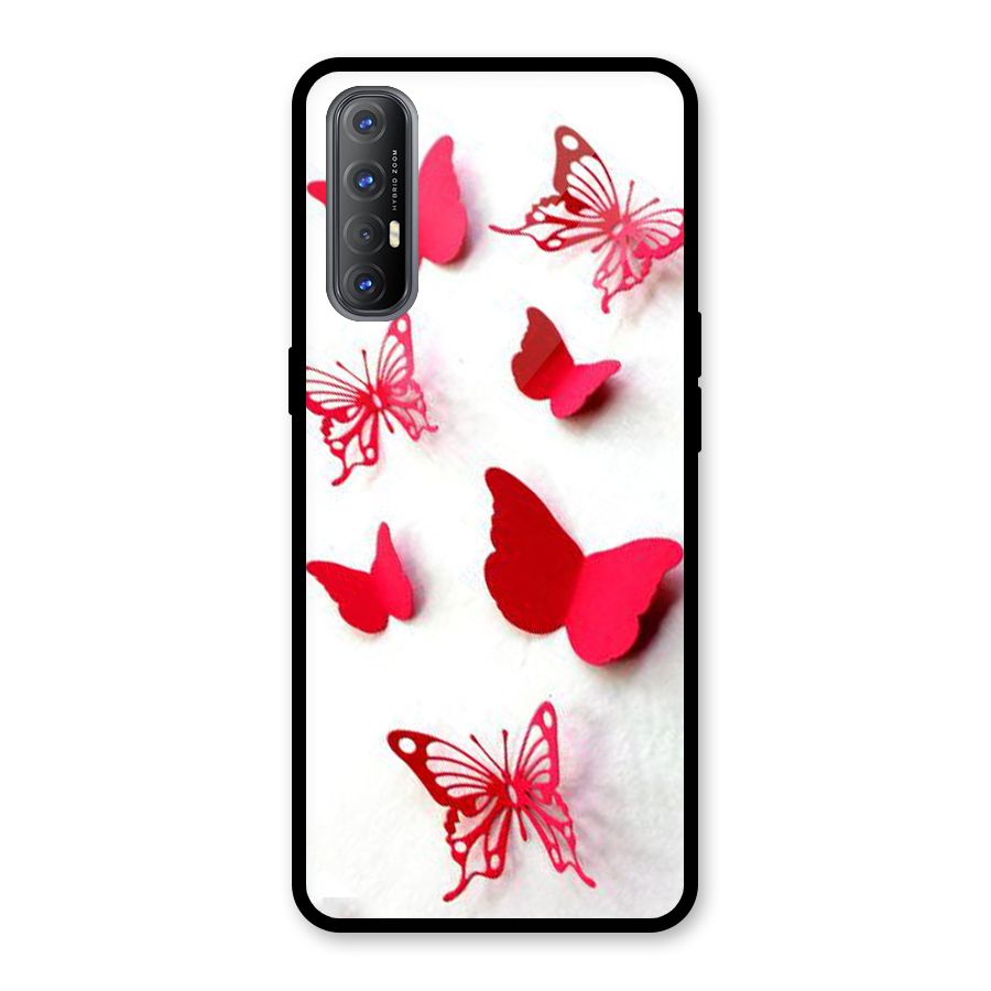 Red Butterflies Glass Back Case for Oppo Reno3 Pro