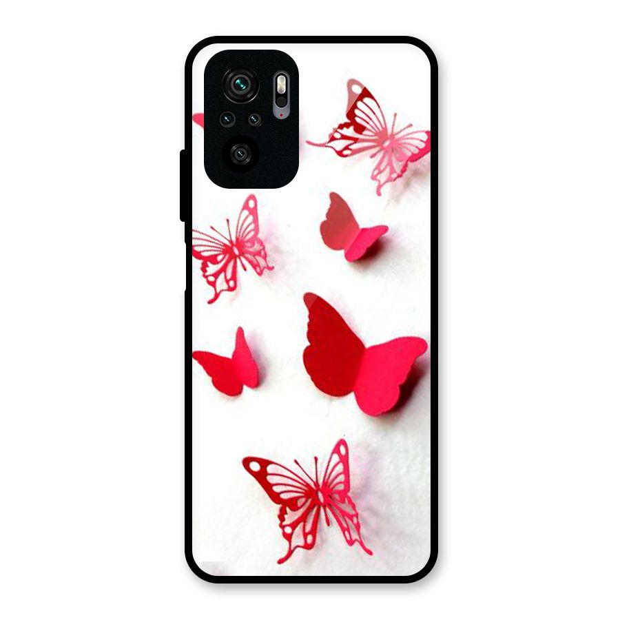 Red Butterflies Glass Back Case for Redmi Note 10S