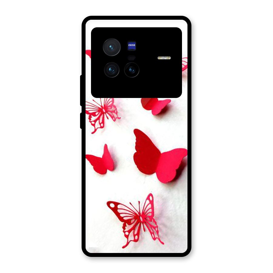 Red Butterflies Glass Back Case for Vivo X80