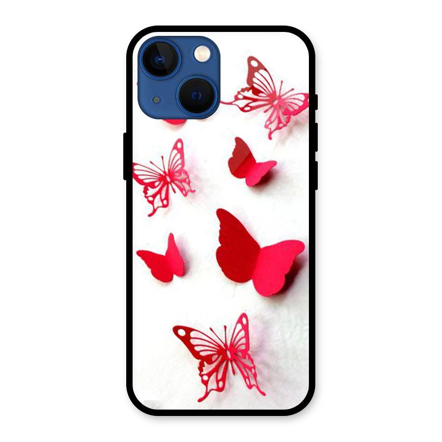 Red Butterflies Glass Back Case for iPhone 13 Mini