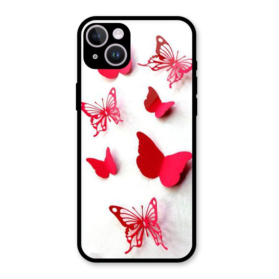 Red Butterflies Glass Back Case for iPhone 14 Plus
