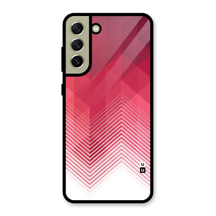 Red Chevron Abstract Glass Back Case for Galaxy S21 FE 5G