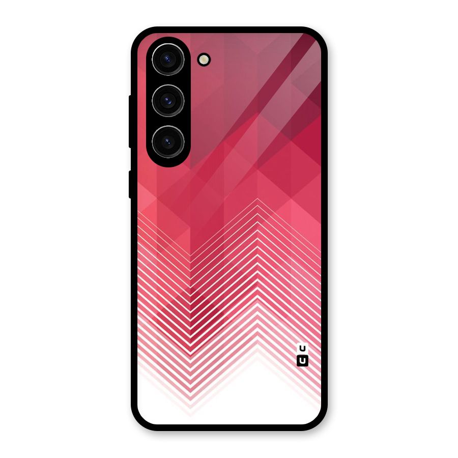 Red Chevron Abstract Glass Back Case for Galaxy S23 Plus