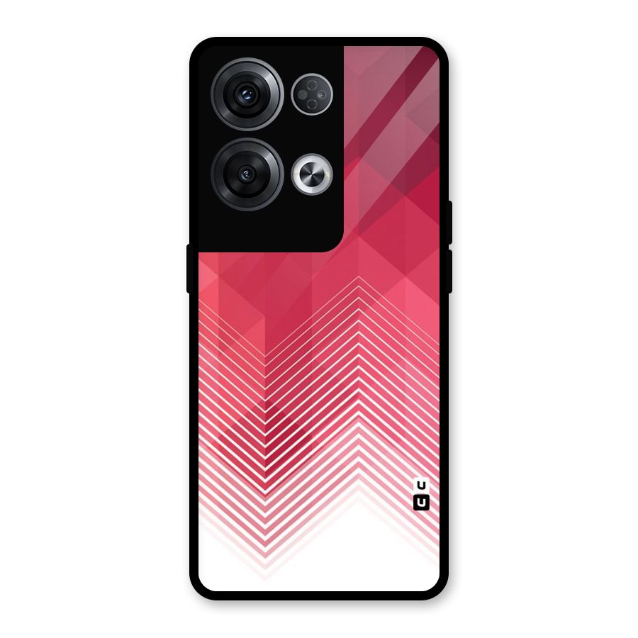 Red Chevron Abstract Glass Back Case for Oppo Reno8 Pro 5G